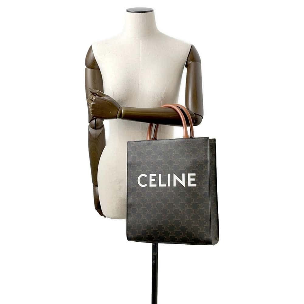 Celine Triomphe Vertical Cabas Tote Bag Shoulder Tan - Picture 4 of 12